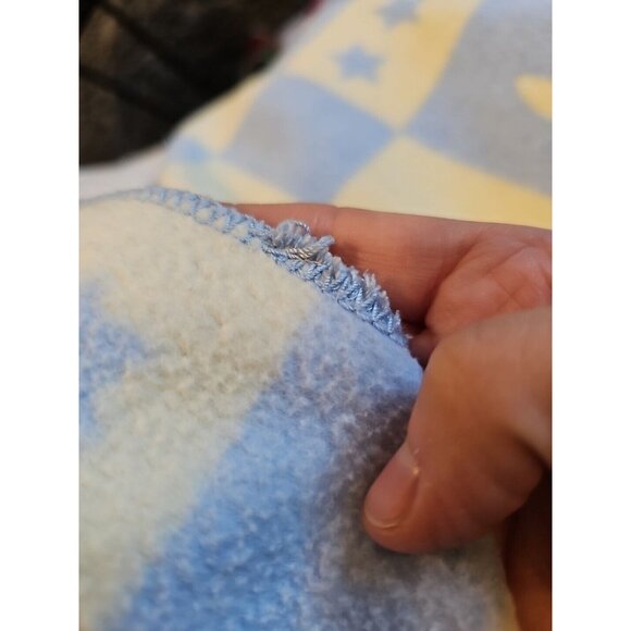 Vintage Y2K Baby Blanket Celestial Sun Moon Stars Fleece Blue Yellow Crown Craft - Picture 5 of 5